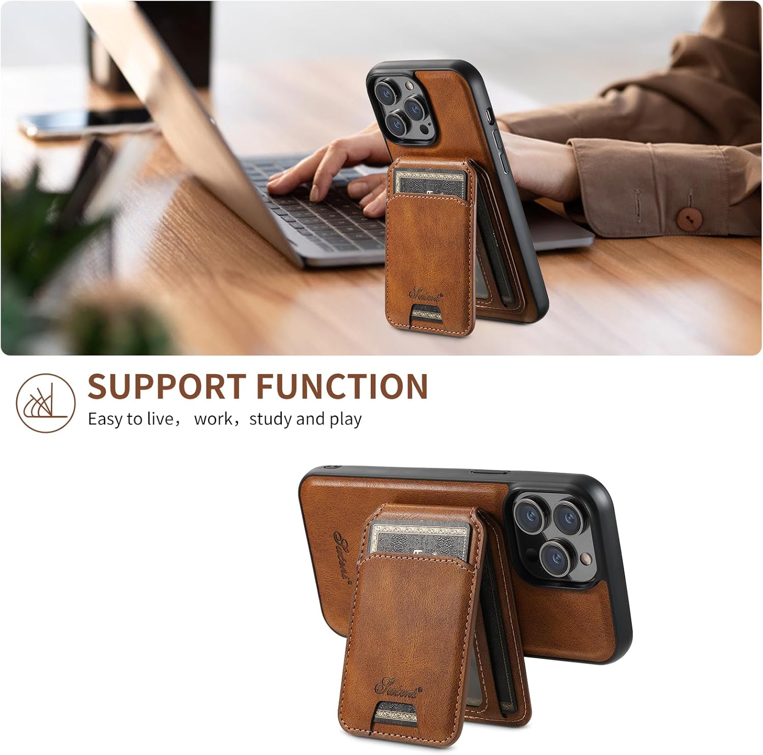 iPhone 16 Pro Max Wallet Case, Magnetic 2 in 1 Detachable Card Holder with MagSafe, Vintage Leather RFID Blocking Flip Kickstand Case for Men Women, 6.9 Inch Brown