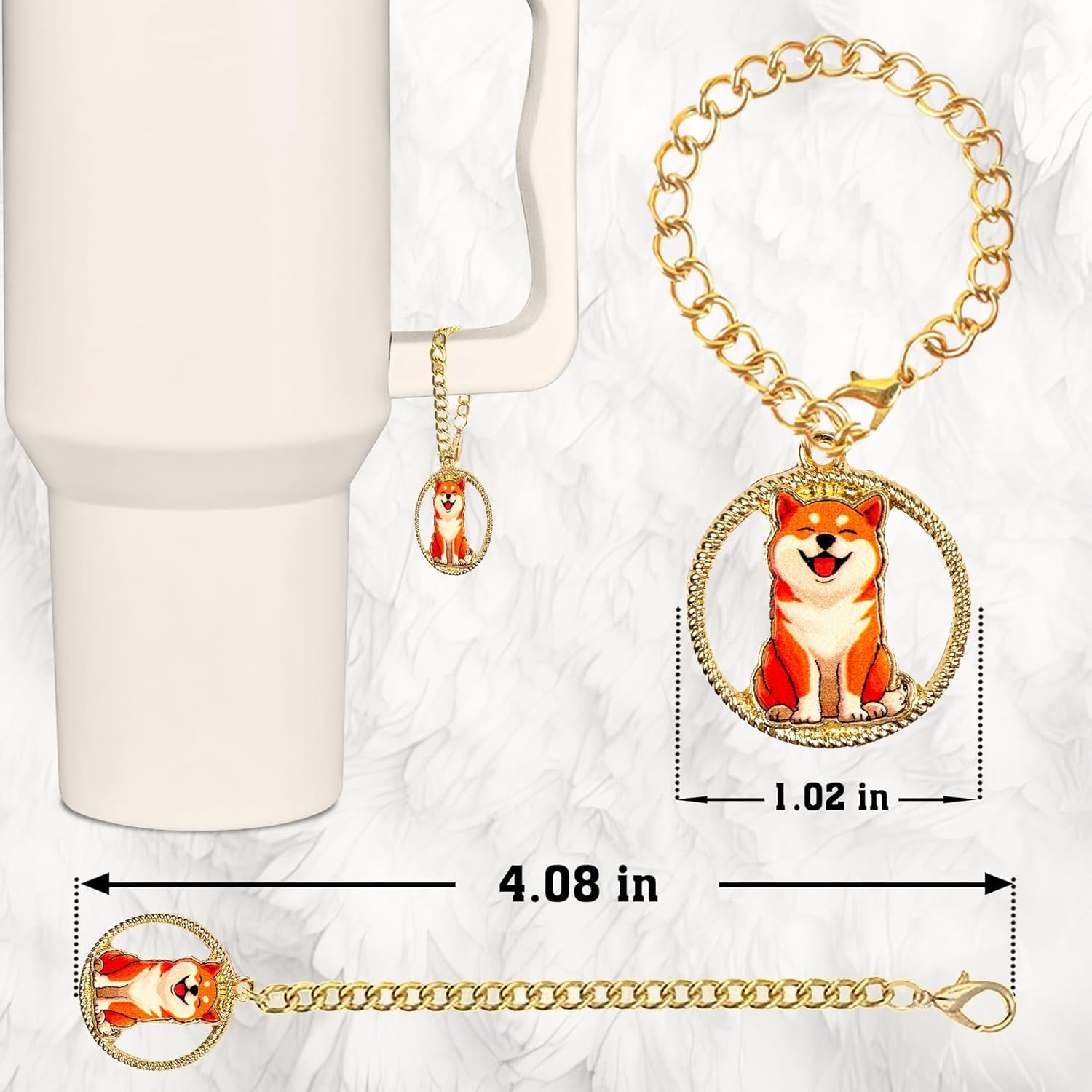 Shiba Inu Straw Topper, 10mm (0.4in) Cute Dog Straw Topper, Covers for Stanley Cup - Schnauzer Accessories, Decor, Stuff, Things, Birthday Decoration, Gifts for Lovers, Women, Kids, Girls - Image 3