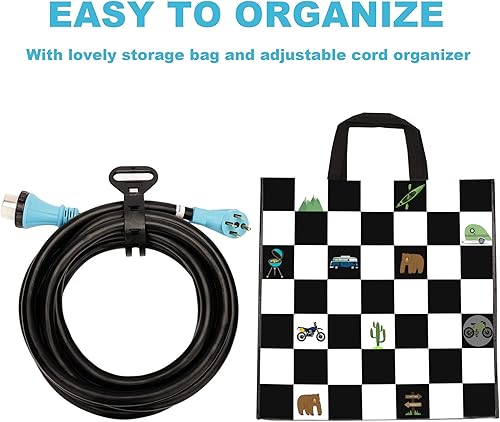 Miniatura 8 de CircleCord Cable de 50 amperios RVgenerador de 50 pies con conector de bloqueo, cable STW de calibre 63+81, macho 14-50P y hembra SS2-50R de bloqueo