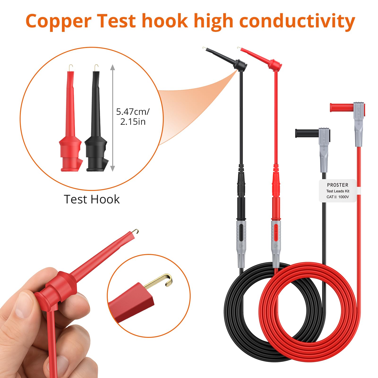 Proster Multimeter Test Leads Kit, 27 in 1 Multi Meter Lead Set including Replaceable Gold-Plated Probes & Banana Plug - Image 3