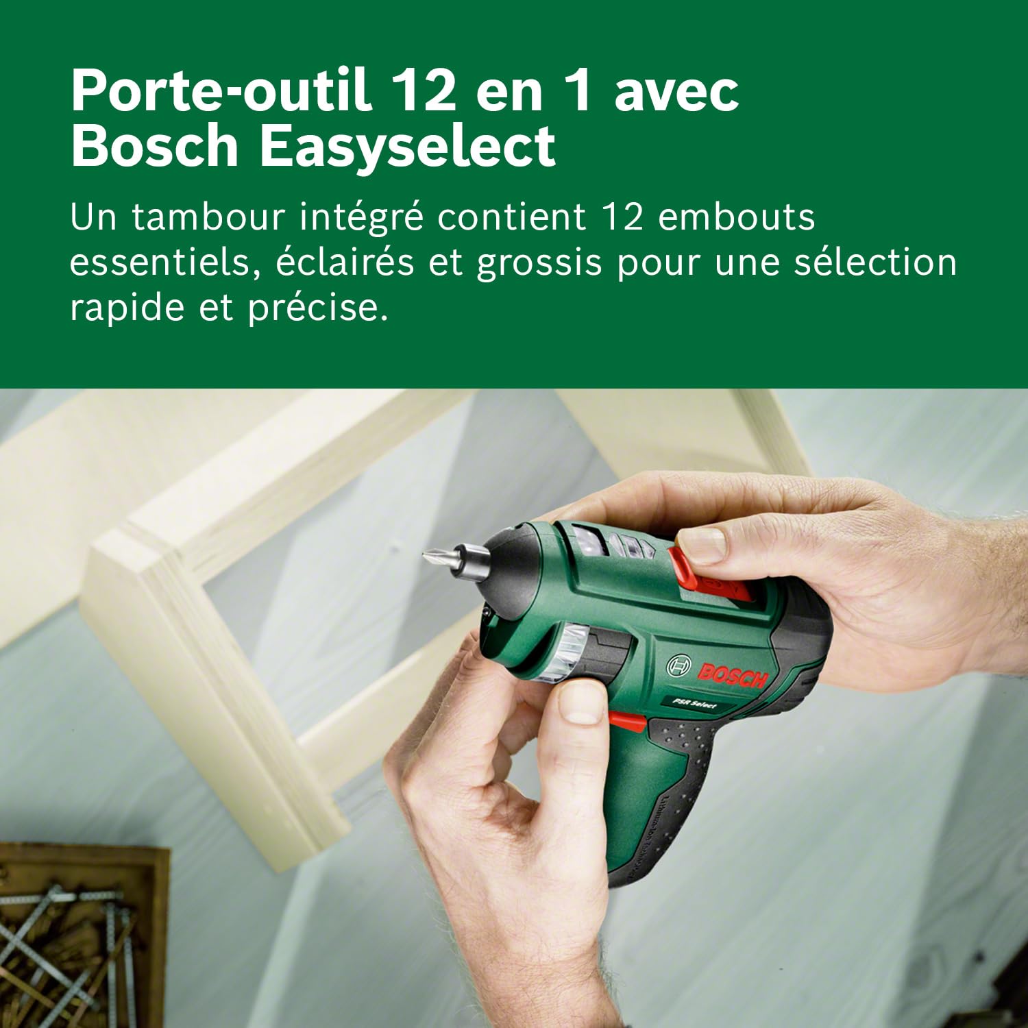 Bosch PSR SELECT Visseuse sans fil (embouts, batterie Compact Power BA 4 V 2,0 Ah, boîte en carton)