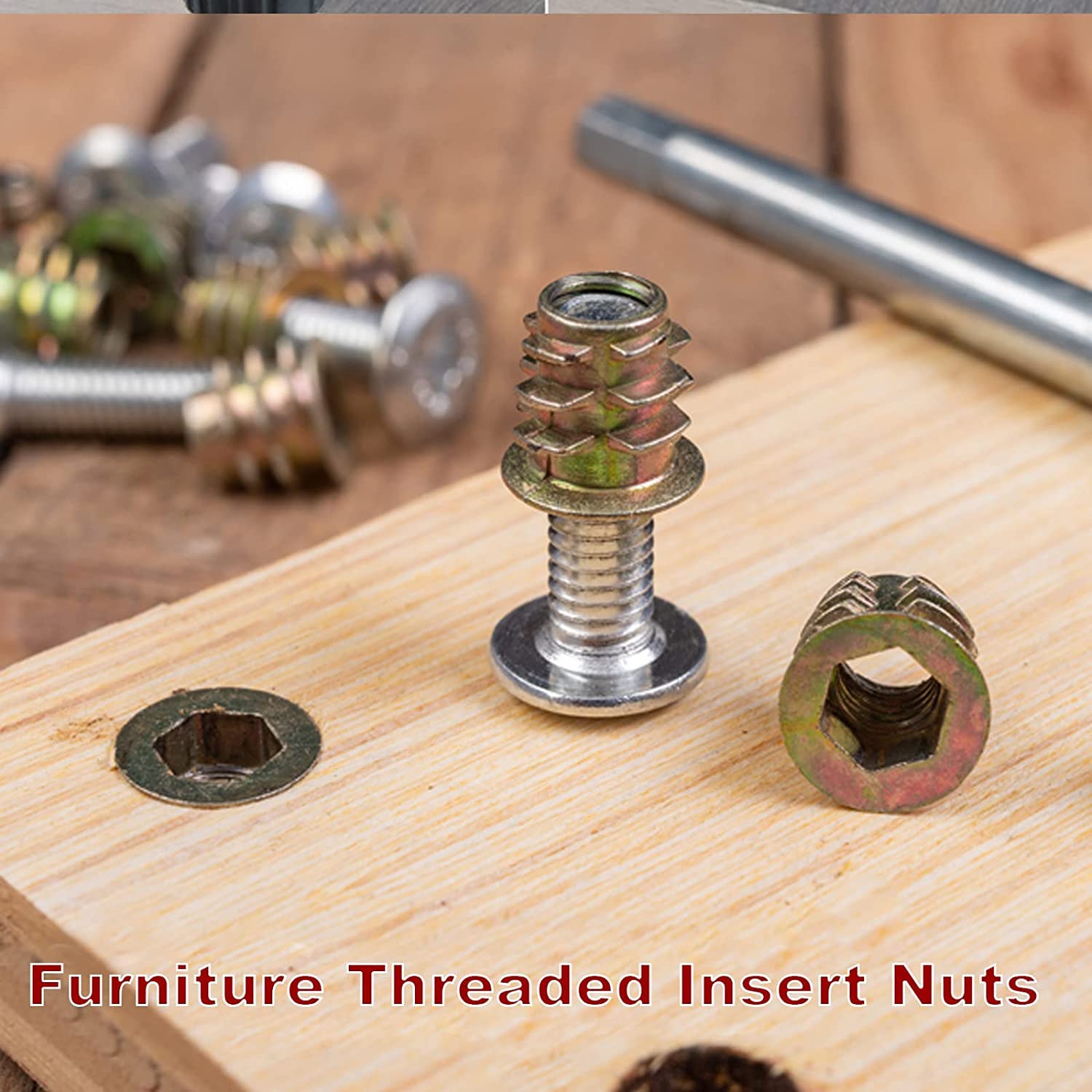 Tornillos Y Tuercas Para Madera - Juego De 12 Unidades M6x30 Mm Con Insertos Roscados - Incluye Llaves Allen - Para Muebles, Camas, Estanterías