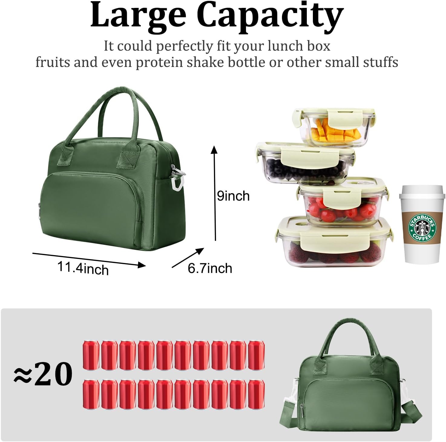 MEXS Insulated Lunch Bag for Women Men Large Reusable Lunch Box Adult Leakproof Portable Cooler Tote Bags for Work Picnic - Image 2