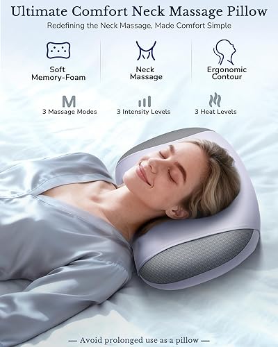 Miniatura 2 de Almohada masajeadora de cuello con calor almohada de masaje Shiatsu inalámbrica para aliviar el dolor de tejido profundo, intensidad y modos
