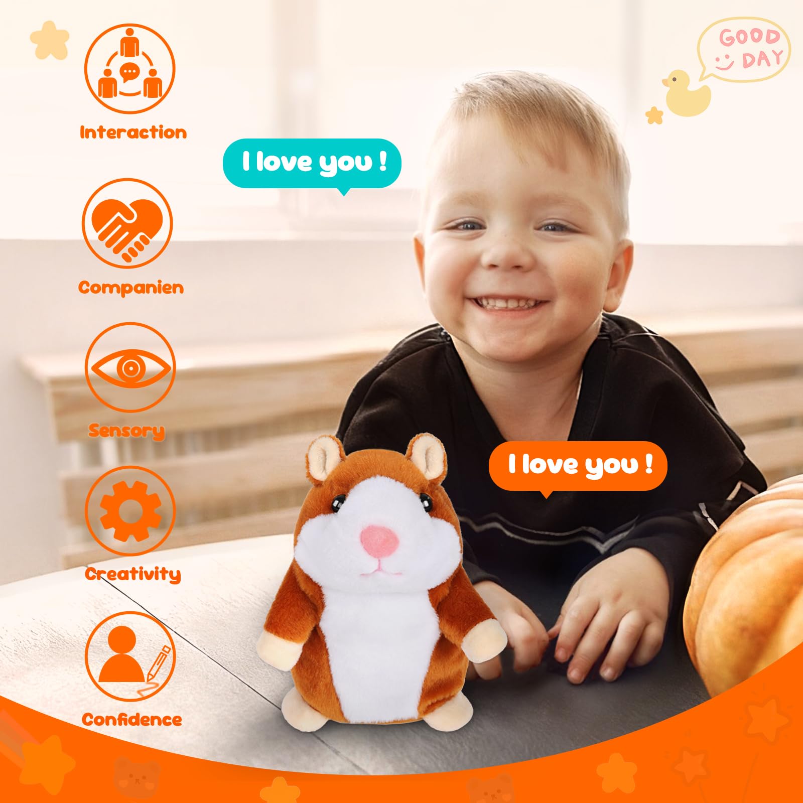 Toddler Toys Talking Hamster Repeats What You Say, Kids Interactive Stuffed Animal Plush Toys, Birthday Gift for 3-8 Year Old Girls Boys