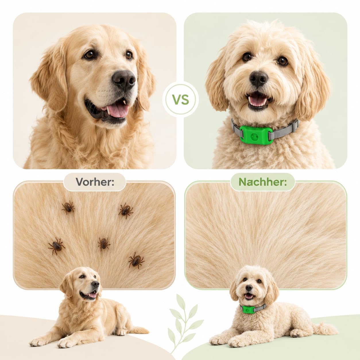Evacare 12 Monate Floh- Und Zeckenfrei Natürlicher Hunde Anhänger Ohne Chemische Pestizide Mit Langsamer Freisetzung Leichtem Tragegefühl Für Welpen Kleine Mittlere Und Große Hunde (Grün,1PCS)