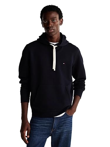 Tommy Hilfiger mens Medium Weight Solid Fleece Hoodie Sweatshirt, Also Available in Big & Tall