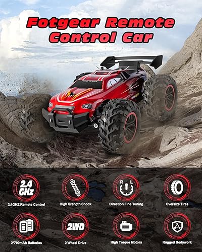 Miniatura 2 de Autos a control remoto a escala 118, camión monstruo todoterreno de 2.4 GHz, 12.4 mih de alta velocidad con 2 baterías recargables para niños,