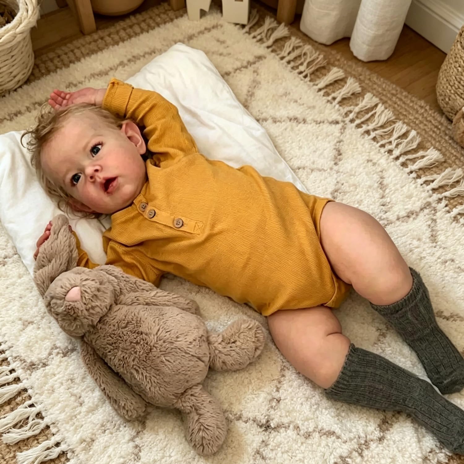 70cm Große Reborn Kleinkind Puppen Junge Echtes Baby Aussehen Realistische Reborn-Babypuppe Lebensecht Neugeborenenpuppe Junge Gewichtspuppe Spielzeug für Kinder ab 3 Jahren