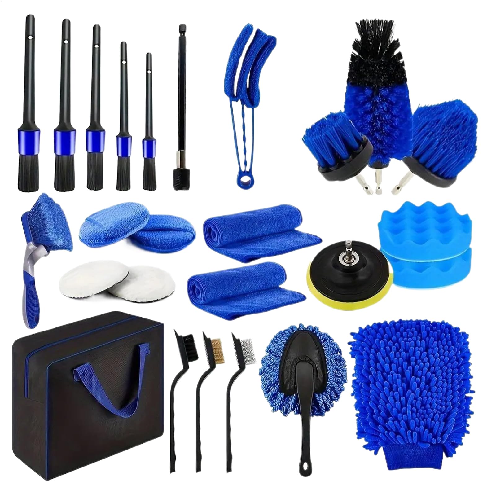 Set di lavaggio auto, kit di pulizia per auto, multifunzione, per interni ed esterni, per l'uso di garage per i viaggi a casa
