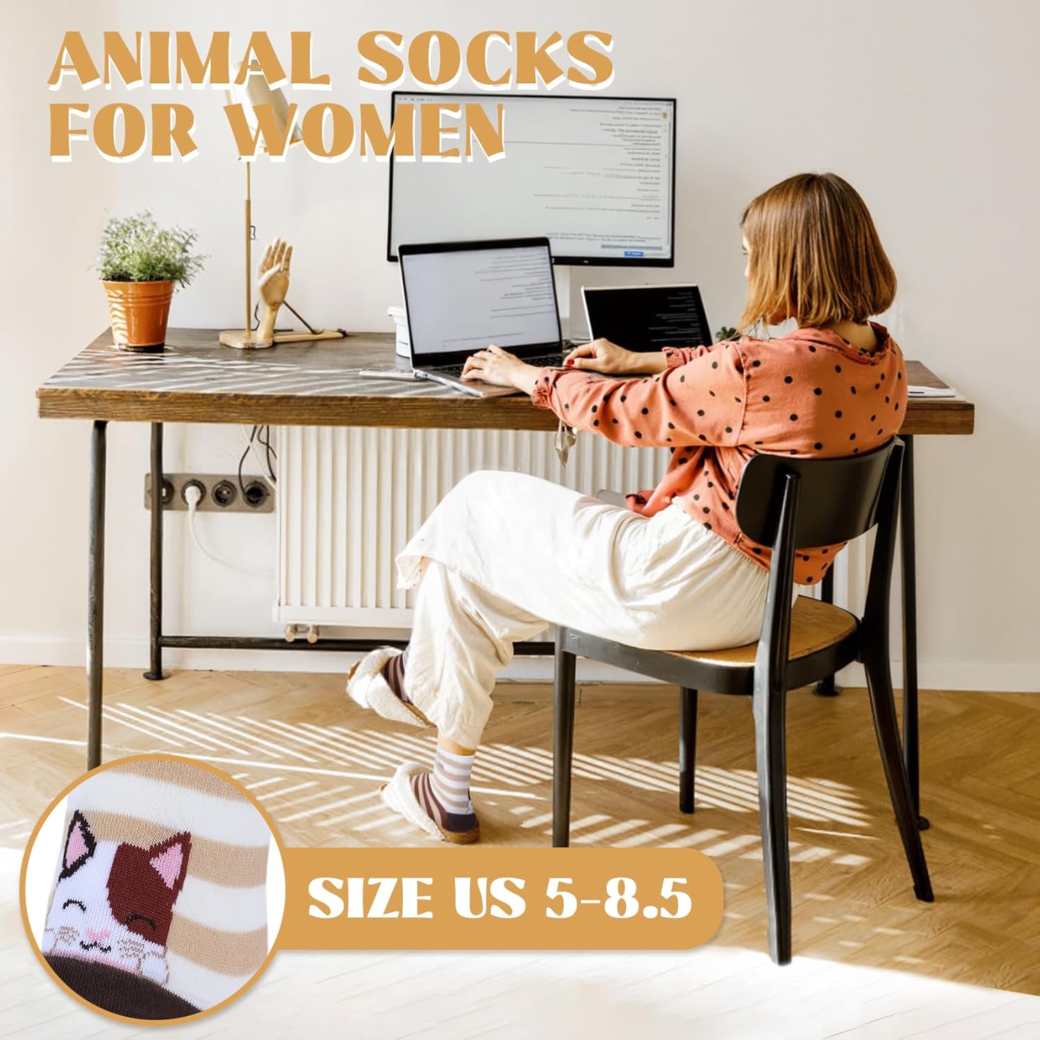 YSense 5 Pairs Cute Animal Socks for Women, Novelty Fun Crew Cotton Cat Dog Socks Stocking Stuffers Gifts for Women - Image 6