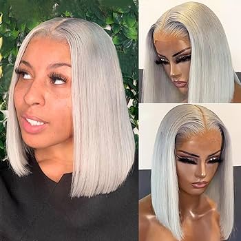 Amazon.com : Grey Short Bob Wig Human Hair 8 Inch Glueless