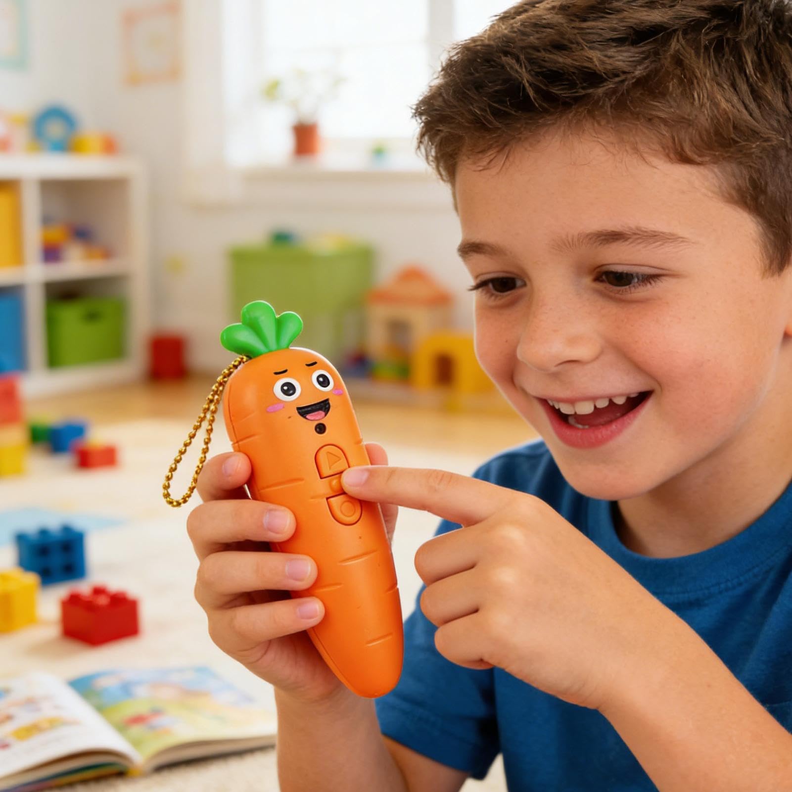 Tragbares Diktiergerät, lustiges Kinder-Audio, 7,6 x 2,5 cm Recorder mit Wiedergabe, Sprachgerät mit Schlüsselanhänger-Clip, Schulbedarf mit Karotten-Design, Audio-Gadget für Rucksacktasche