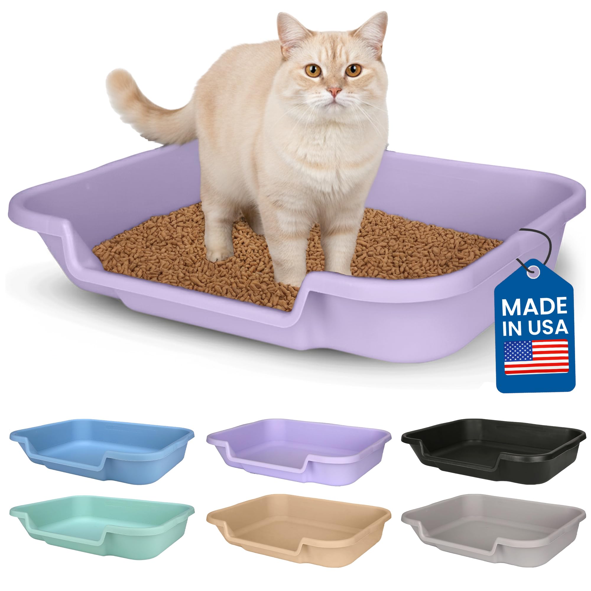 Kitty Go Here Senior Cat Litter Box for Cats That Can't cope with a Traditional Litter Box. Lavender Color See Photo of Dimensions.No lid Available. USA
