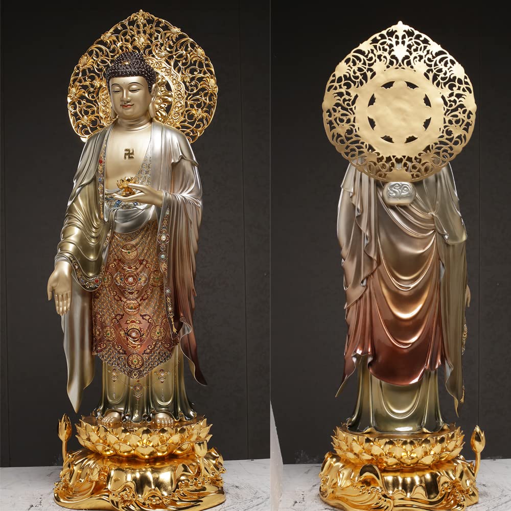Amazon｜純銅琺瑯洋風三聖造像、阿弥陀仏/観音/菩薩、風水脈輪,C