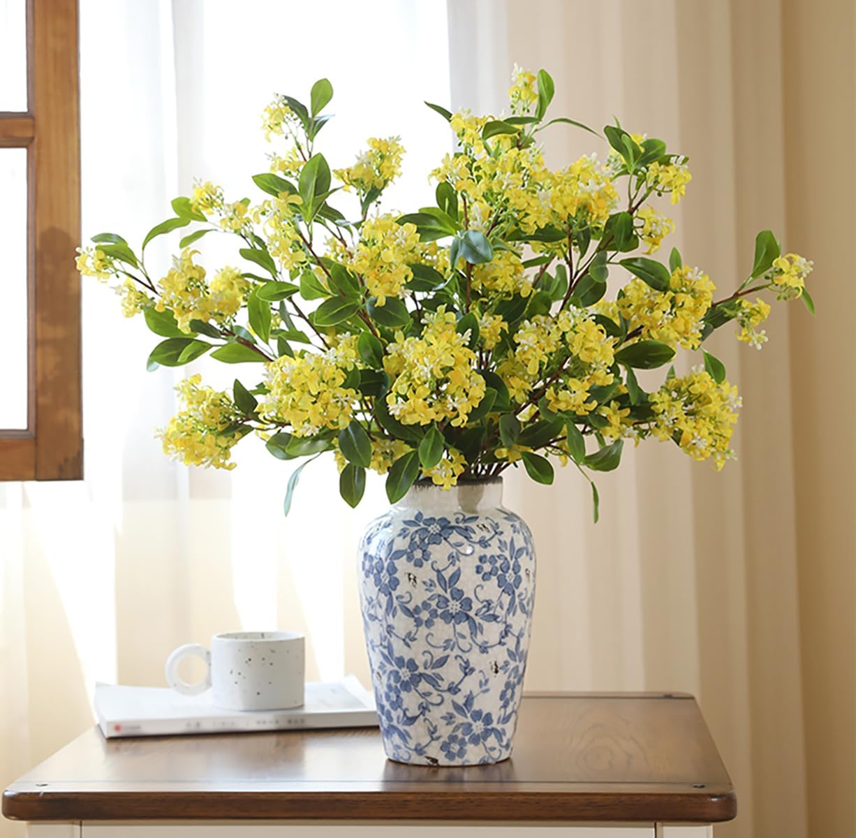 Vintage Blue and White Vase Porcelain Flower Vase Ceramic for Home Decor Rustic 9.7" H - Image 3