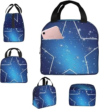 Insulated Lunch Bag blue star Lunch Box Lunch Bag for Women Lunch Tote Bags Reusable Lunchbox