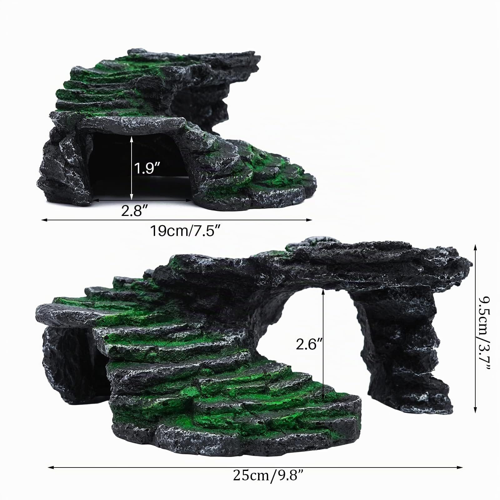 Abri pour Tortue Terrasse Trou de Tortue Peau Decoration Aquarium Cachette Reptile ​RéSine Bronzage Rock Barbu Dragon Accessoires Reptile DéCoration