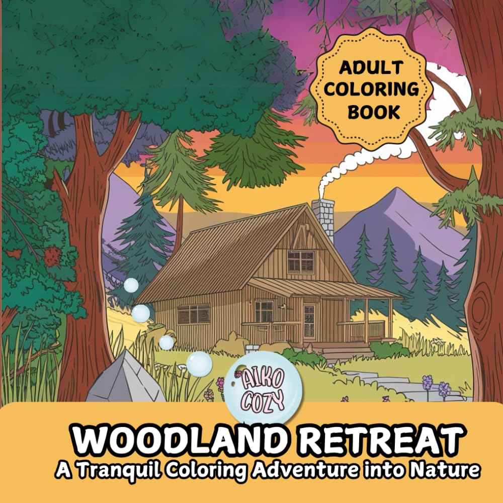 Woodland Retreat: A Tranquil Coloring Adventure into Nature: 40+ Beautiful Forest Cabins, Whimsical Animals, and Serene Nature Scenes for Stress ... | Adult Coloring Book for Mindful Escapes
