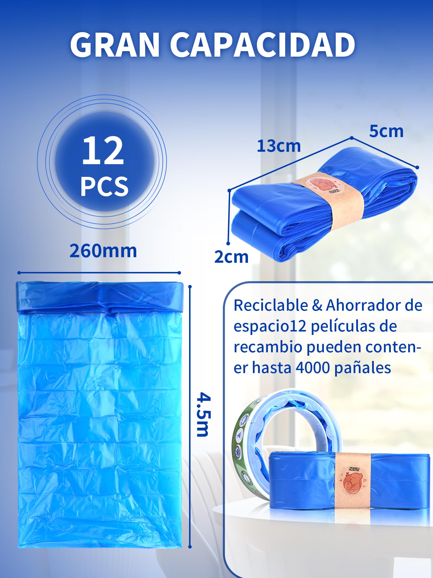 12 Recambios papelera pañales - recambios compatible Con Tomme Tipee Simplee Sangenic Twist & Click AngelCare classic xl bolsas pañales bebe - Olor a LAVANDA (Compatible Con Todos)