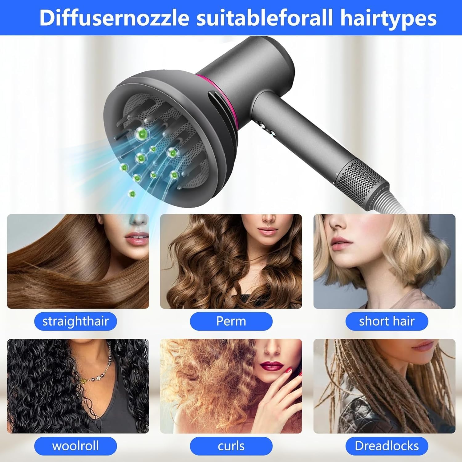 MYAYD Accessorio diffusore compatibile con asciugacapelli Dyson, ugello magnetico per styling per modelli HD15, HD03, HD01, HD04, HD07, HD08
