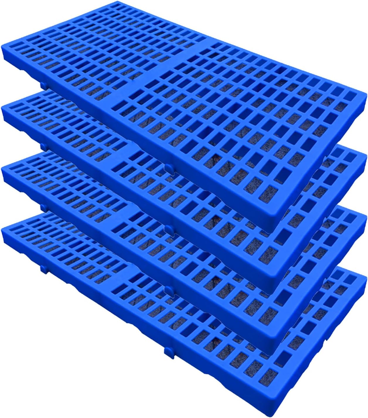 Ventilation Plastic Pallet, HDPE Water Proof Grid Lightweight Article Racks, Breathable Storage Grid Pad, Nestable Moisture Proof Floor Mat for Garage Platform,4 Pcs