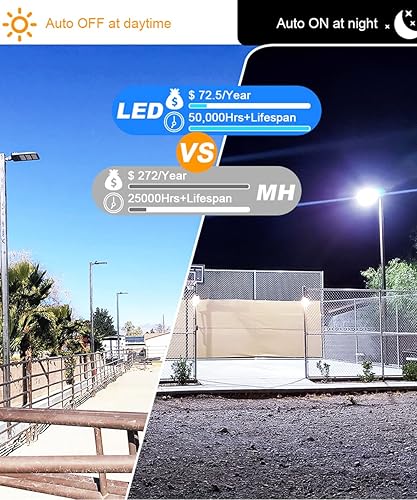 Vista 50 de ledmo Luz LED de estacionamiento de 300 W, 36000 lúmenes, 5000 K, ajustable, ajuste deslizante, iluminación de seguridad con fotocélula