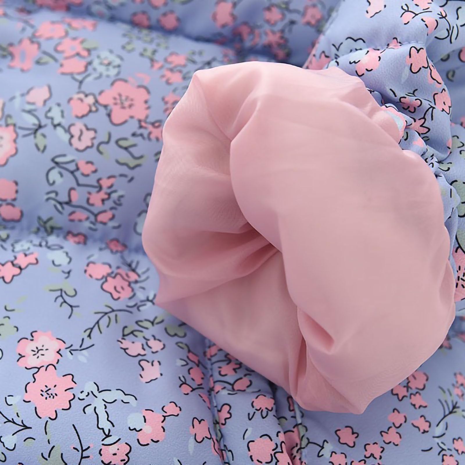 HAOLEI Chaqueta Acolchada con Capucha para Niña Gruesa Cálida Abrigo Acolchado Manga Larga con Estampado de Floral Suave Cómodo Caliente Cazadora de Forro Polar Ropa Niña Pequeña 3-11 Años