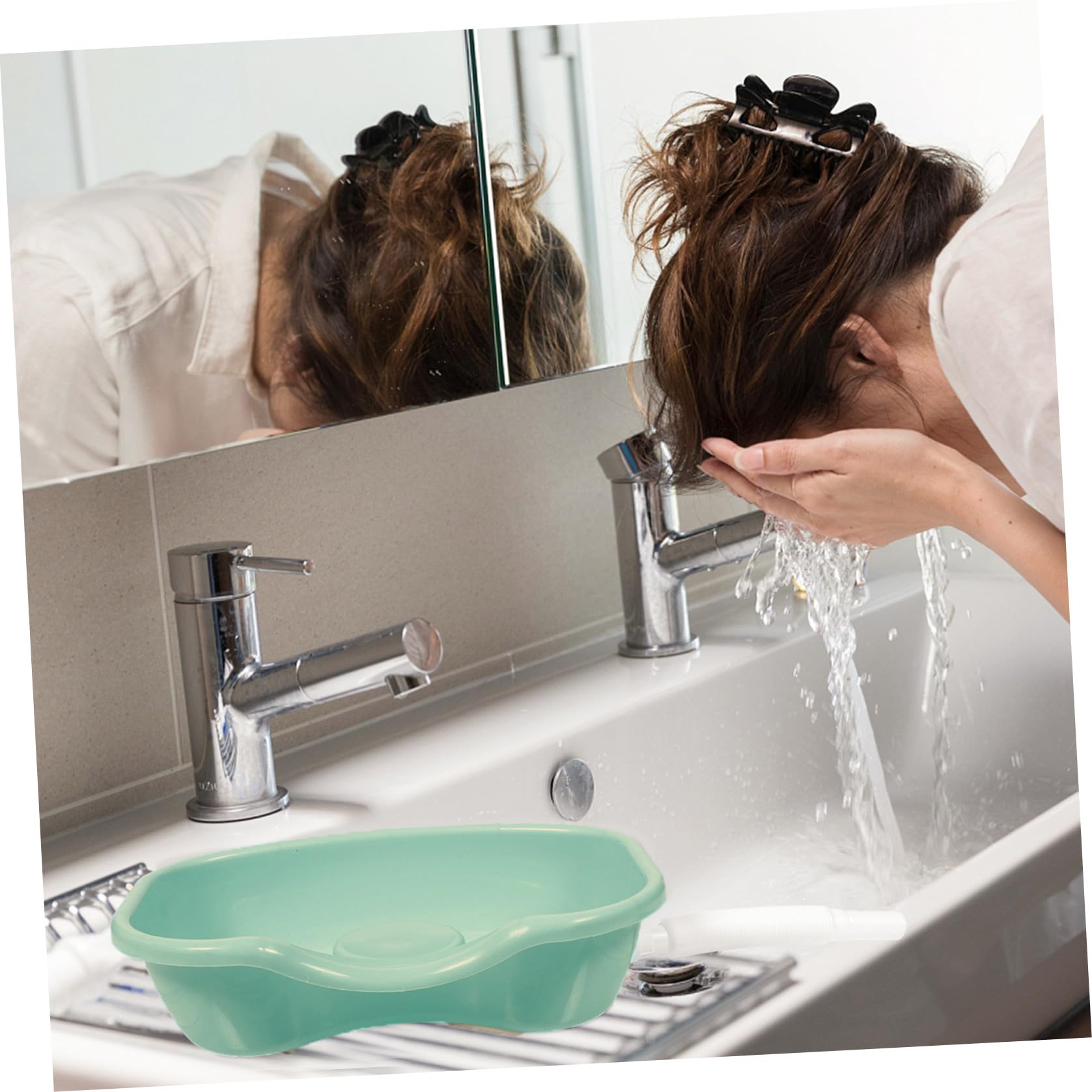 Healeved Shampoo Praktisches Haarwaschbecken aus Kunststoff Waschbecken Ergonomisches mit Gebogener Kante und Bequeme Haarwäsche für Bettlägerige Personen für Zuhause