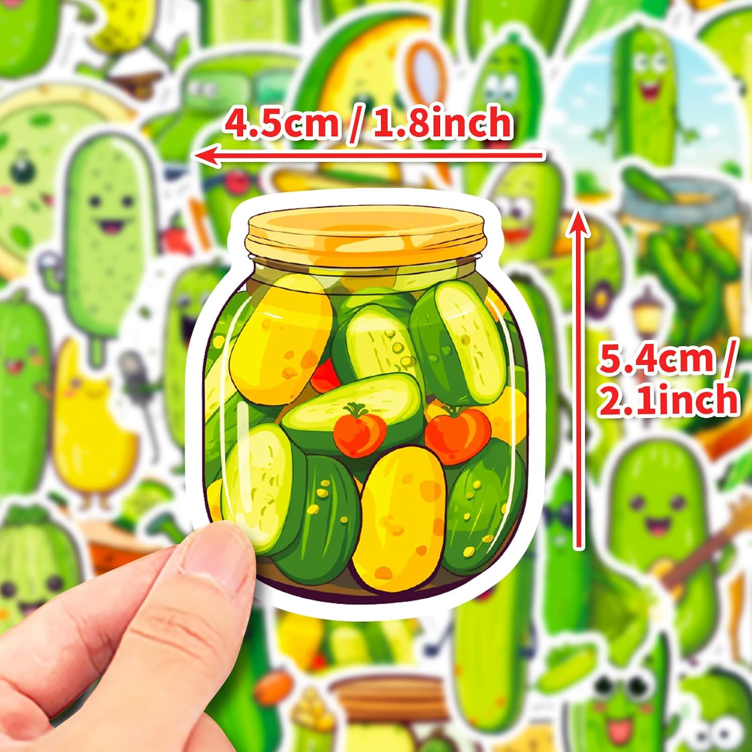 50Pcs Cute Pickle Stickers Pack, Cartoon Pickle Sticker image 4