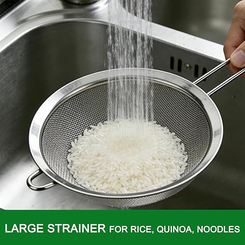 Miniatura 4 de Juego de paños de queso y colador de malla fina, coladores de acero inoxidable de 7 pulgadas con asa, 20 x 20 pulgadas, gasa de algodón sin