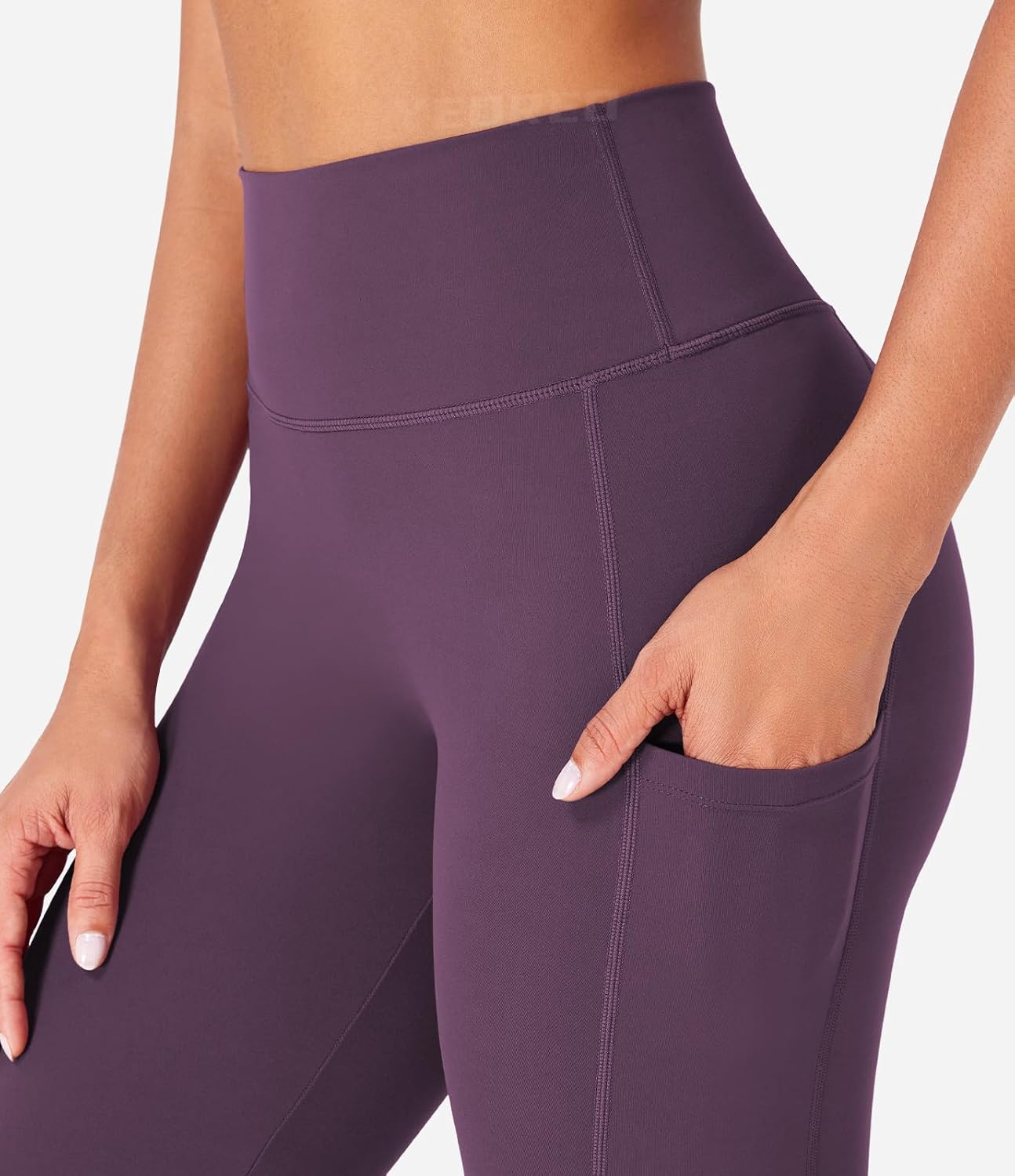 YEOREO Women Mini Flare Split Hem Leggings with Pockets Tummy Control Workout Leggings Anilnia Hidden Scrunch Gym Yoga Pants - Image 5