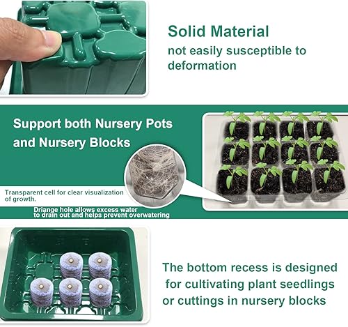 Miniatura 4 de HUMASOL Bandeja de inicio de semillas con luz de crecimiento, kit de inicio de semillas de 5 piezas con luz, bandejas de inicio de plántulas con