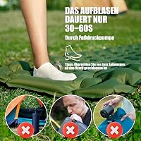 AKSOUL 10 cm önfelfújó kemping matrac zöld - 200 x 70 x 10 cm könnyű hordozható alvómatrac túrázáshoz 3