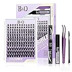 B&Q Victory Lash Clusters Kit Natural Lashes Clusters Wispy Invisible Band Manga Lashes Individual Lashes Bond and Seal Eyelash Extension Kit Easy Removal (Victory Kit-8-18MIX)
