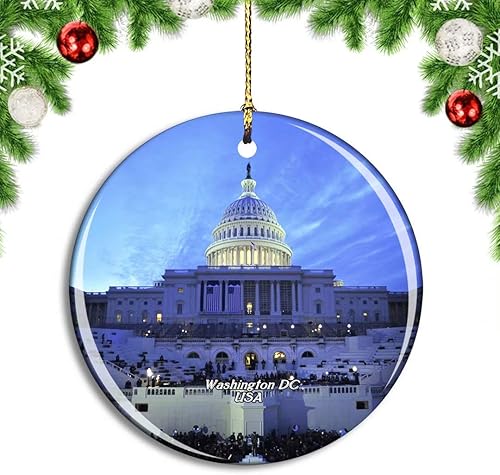 Weekino Estados Unidos América Capitol Hill Washington Dc Adorno de árbol de Navidad Decoración colgante colgante Decoración Ciudad Viaje Souvenir