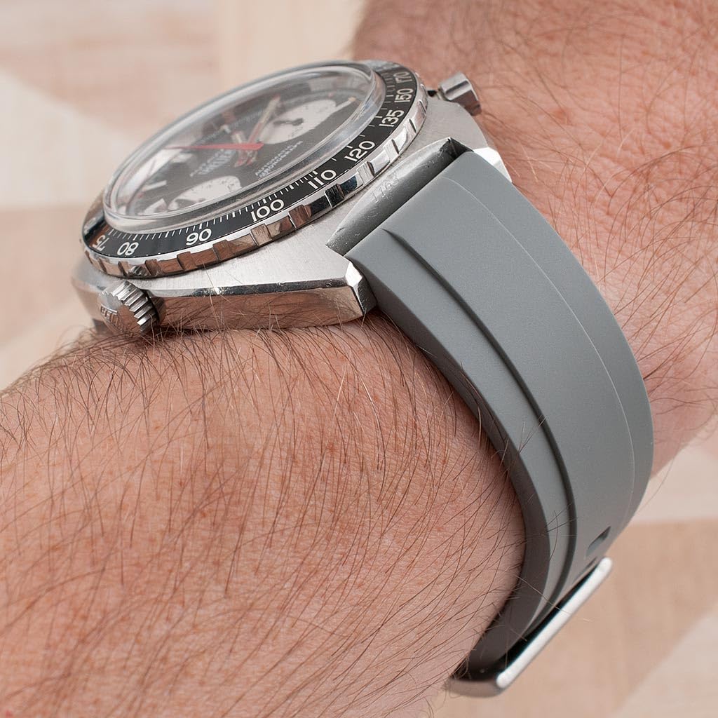 StrapHabit Bracelet de montre extra long pour grands poignets – Bracelet en caoutchouc à dégagement rapide FKM 20 mm 22 mm