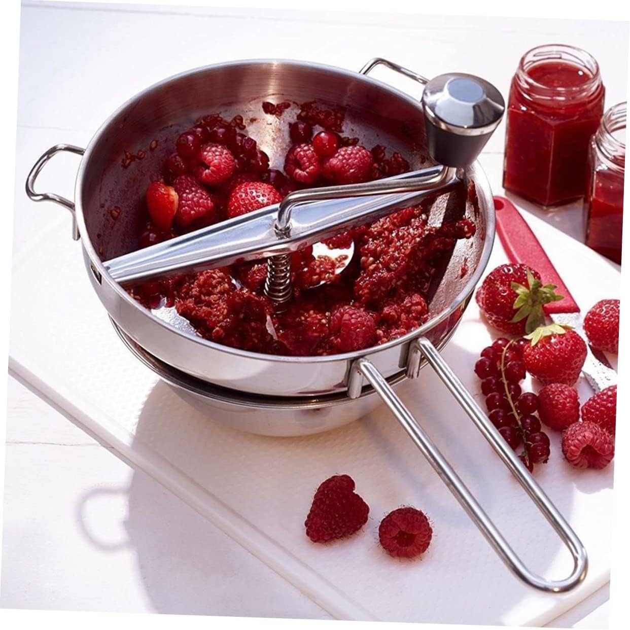 Stainless Steel Food Refiner for Cooking Easy Clean Vegetable Fruit Jam Maker Portable Food Grinder for Purees Sauces Ergonomic Handle for Effortless Use