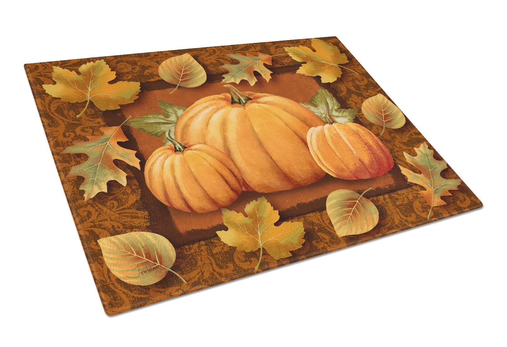 Caroline's TreasuresPTW2009LCB Pumpkins And Fall Leaves Glass Cutting Board, Large, Multicolor