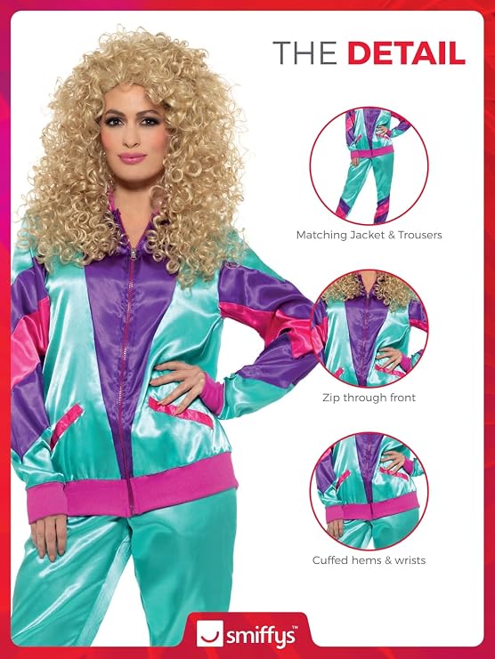 Smiffy's Women's 80's Height Of Fashion Shell Suit Costume with Jacket