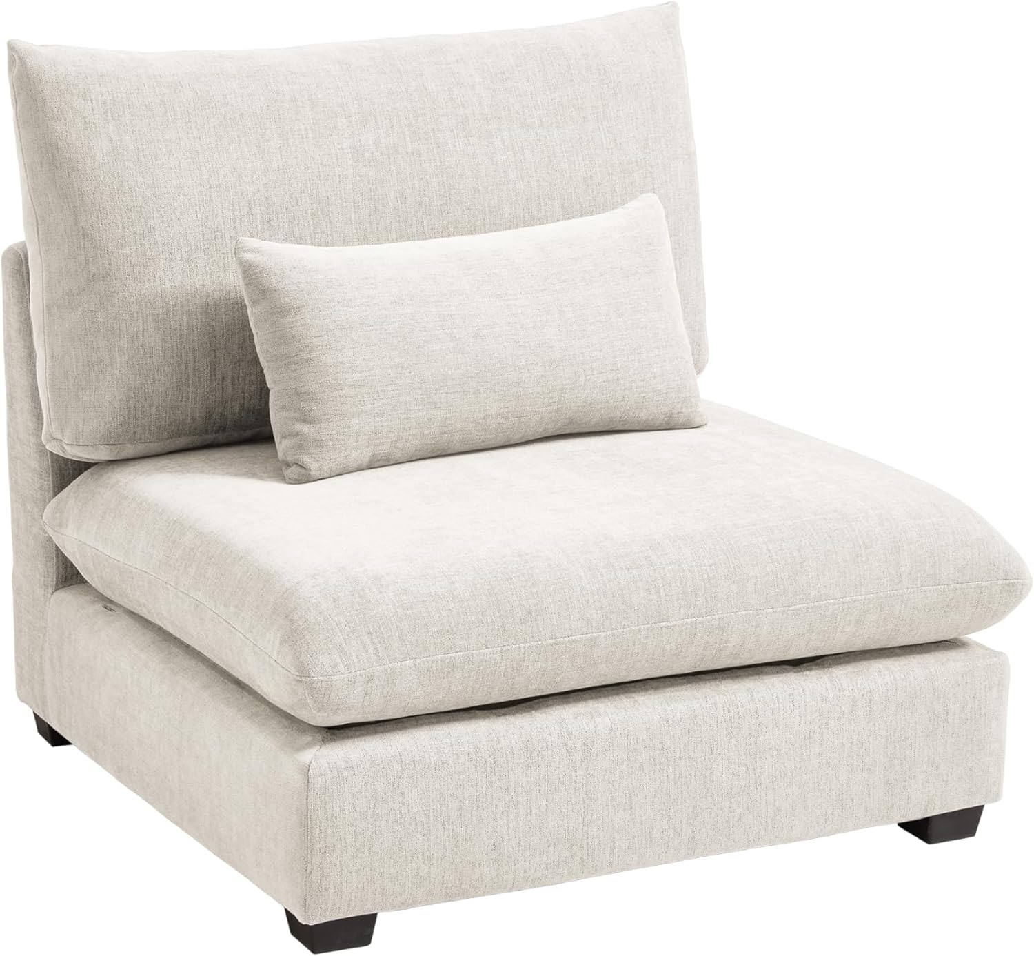 CHIC HOUSE Module for Modular Oversized Couch, Corduroy Customizable Chaise, Chenille Fabric Ottoman for Sectional Sofa, Upholstered Convertible Seater Corner (XL Single Seater, Chenille-White)