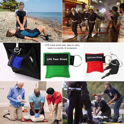Miniatura 9 de AOUTACC 1 kit de primeros auxilios vacío y 20 máscaras de protección facial RCP, llavero máscara desechable de emergencia, protectores faciales RCP,