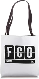 FCO Rome Fiumicino Italy Travel Souvenir White Text Tote Bag