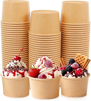 160 PCS Ice Cream Cups Disposable, 8 oz Paper Ice Cream Bowls, Soup Bowls for Hot or Cold Food, Sundae, Frozen Yogurt, Fruits, Party Supplies