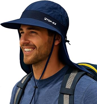 TOP-EX UPF 50+ Cooling Wide Brim Sun Hat for Men with Neck Flap, Packable