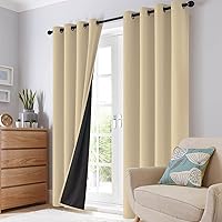 Vista 7 de SimpleHome - Cortinas opacas 100% para recámara, cortinas de ventana con ojales beige, con aislamiento térmico, cortinas de oscurecimiento