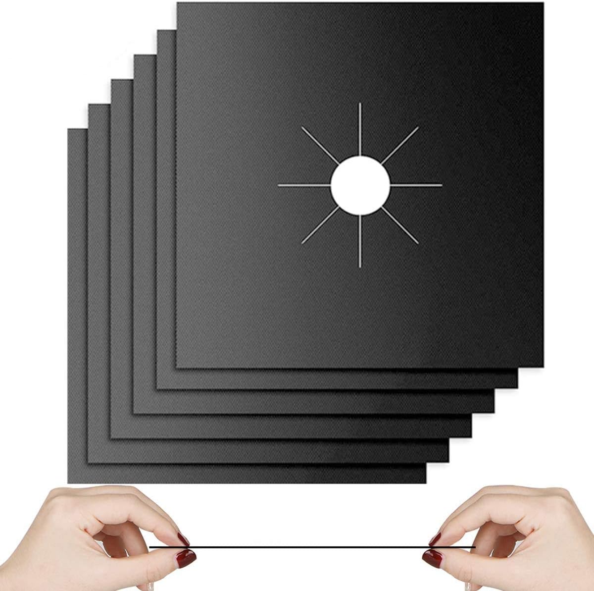 10 Pack Gas Stove Burner Covers - Stove Protectors Non-Stick Reusable Stove Top Liners for Gas Burners Heat-resistant,Double Thickness, Range Covers for Kitchen Cooking Fast Clean 10.6”x10.6”, Black