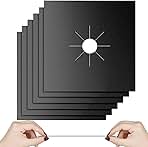 Gas Stove Burner Liners, 10 Pack 0.3mm Non-Stick Reusable Gas Range Protectors Stove Top Covers for Gas Burners Heat-resistant,Double Thickness, Dishwasher Safe 10.6”x10.6”