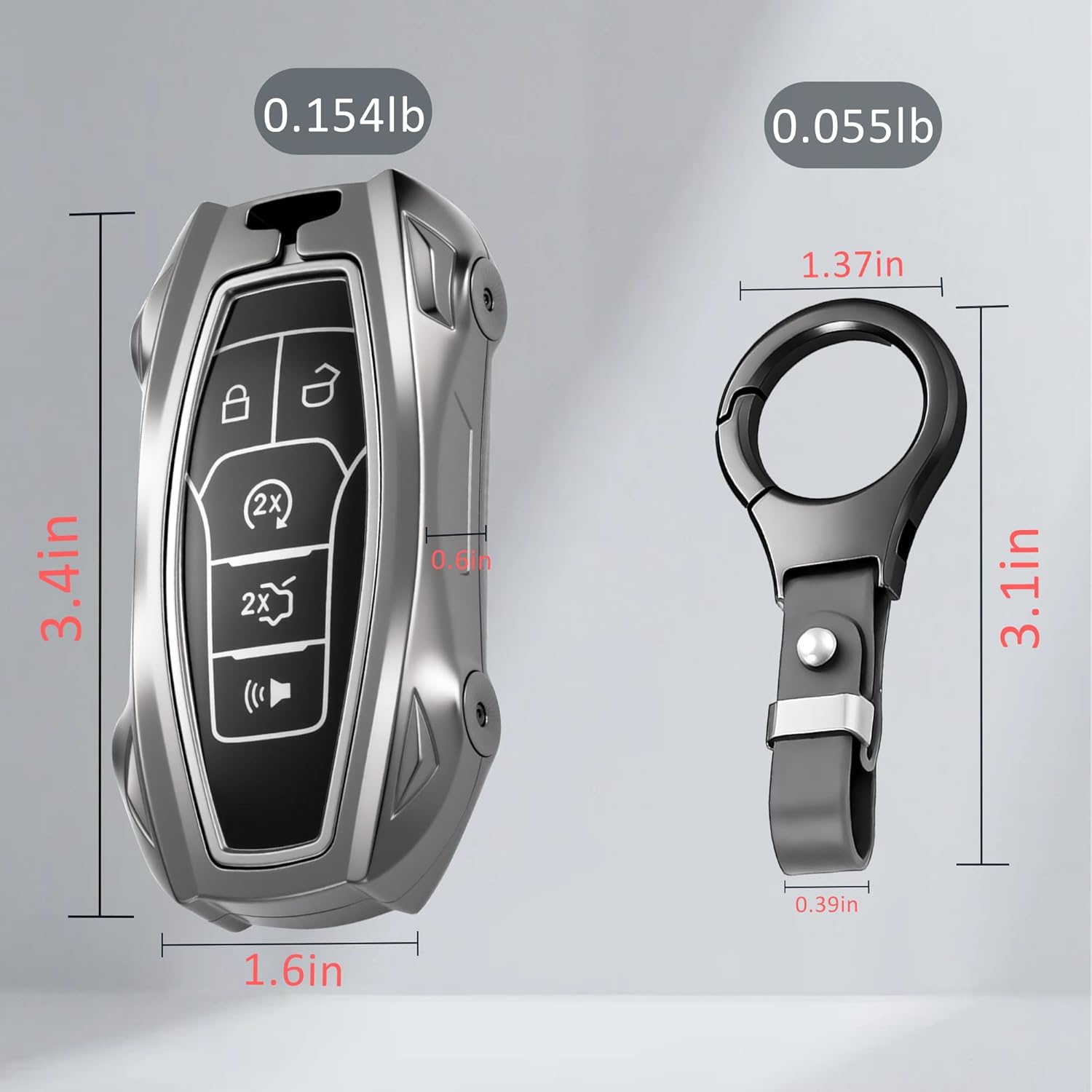 Heavy Key Fob Cover for Ford Zinc Alloy Metal Key Case Compatible with Fusion Mustang Edge Explorer F150 MKC