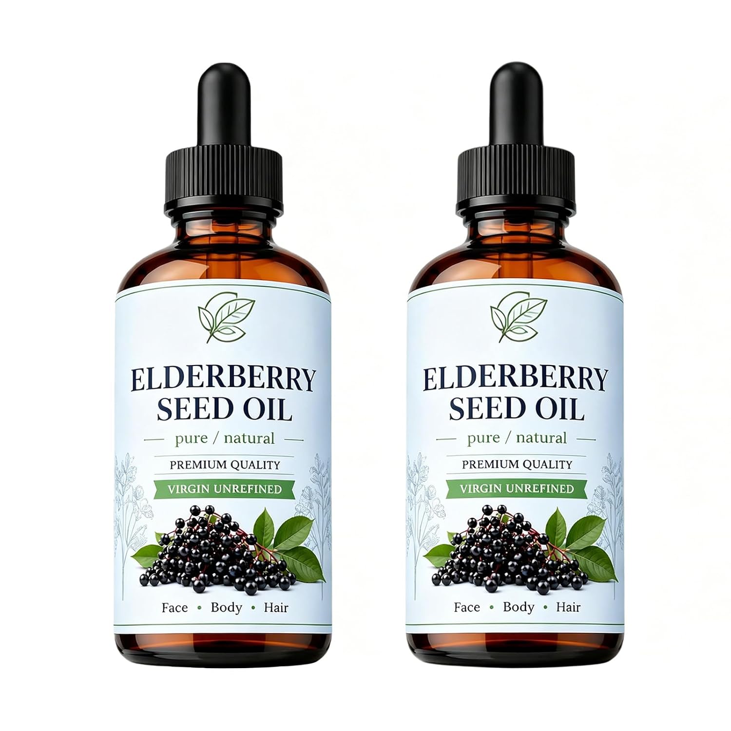 Elderberry Seed Oil, Cold Pressed Elderberry Seed Oil for Bags Under Eyes, Face, Hair, Nails & Body, Lightweight Daily Beauty Oil for Smooth & Hydrated Skin, 30ML (2)
